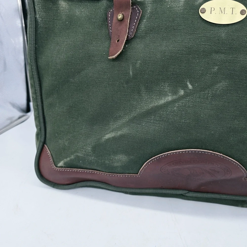 Vintage Orvis Battenkill Bag Travel Weekender Pique Canvas Green Leather Large